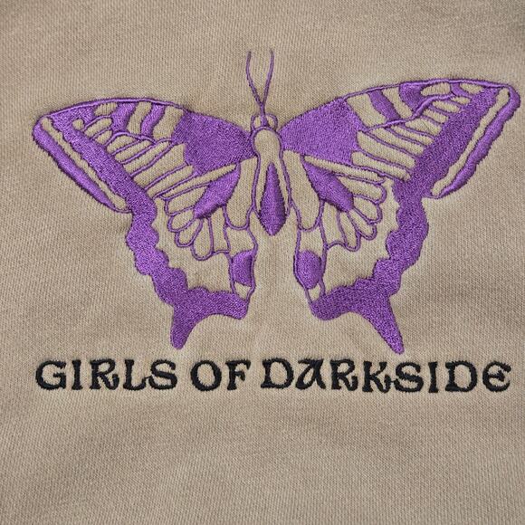 Darkside Snowboards Sweatshirt XL Tan Girls of Darkside Purple Moth Graphic - Picture 2 of 7